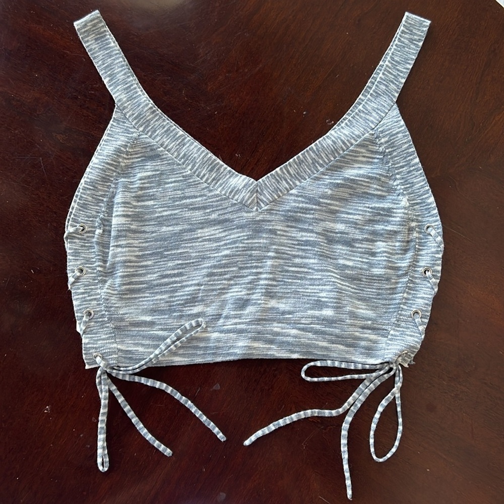BCBGeneration NWT Crop Mari Gray Striped Top Size S